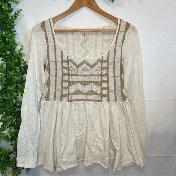 Free People Blouse Neutral - Picture 1 of 3